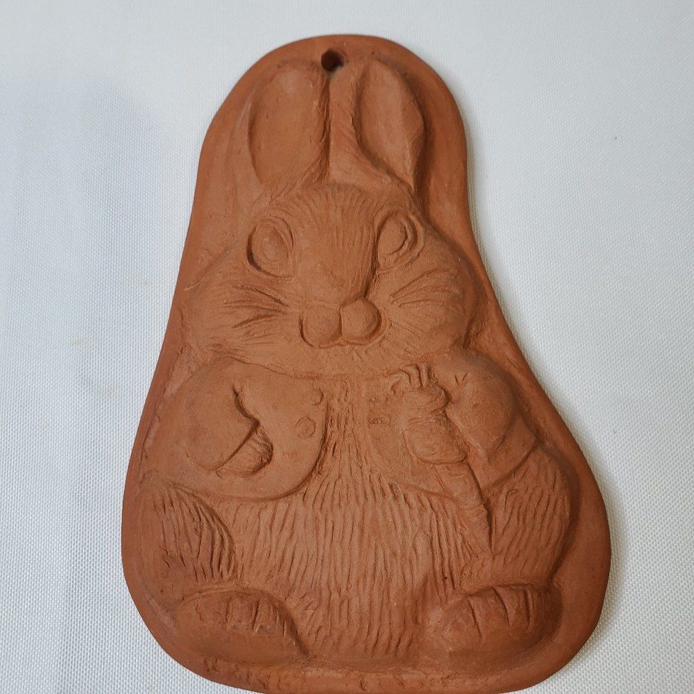 Vintage Red Clay Terra Cotta Woodland Bunny Mold Rabbit Easter